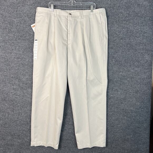 Haggar Mens Work To Weekend Khaki Chino Pants Sz 42 Tan No Iron Preppy Business - Picture 1 of 11